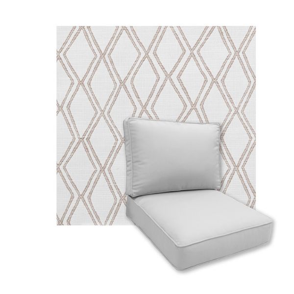 Universal Deep Seating Replacement Cushions in Sunbrella Voyage Dune Outdoor Fabric