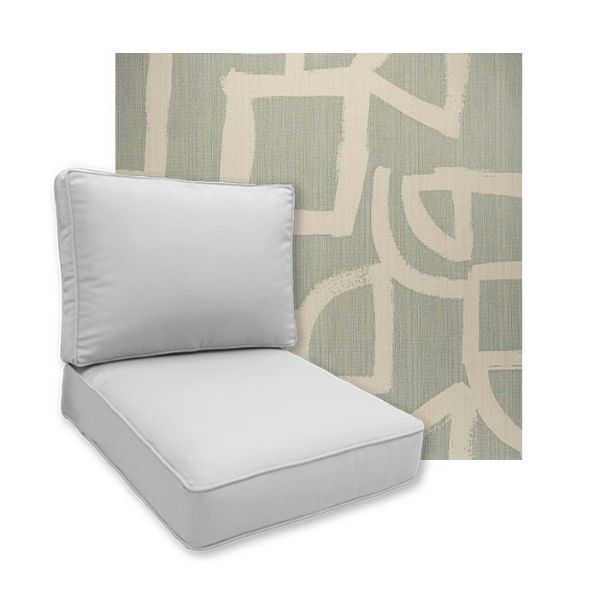 Sunbrella Brushstroke Duck Egg Patio Chair Replacement Cushions