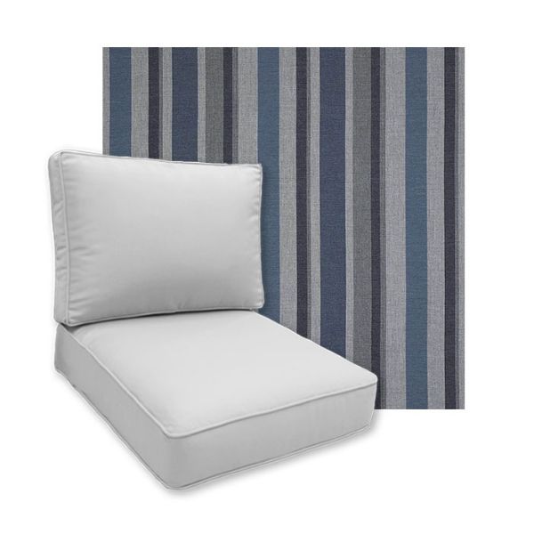Sunbrella Glimpse Denim Patio Chair Replacement Cushions