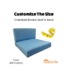 Boxed double-piped deep seating patio chair cushion set – includes seat and back cushion. Fully customizable for a perfect fit. Choose your exact dimensions from over 500 premium Sunbrella fabrics.