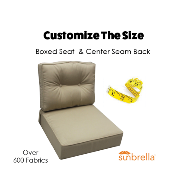 Boxed Estate Style back cushions for outdoor patio chairs