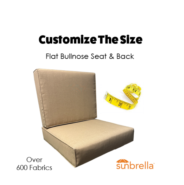Deep Seating Patio Chair Replacement Cushions with a Flat Front Bullnose Design - Custom Made To Order in The Exact Size You Need