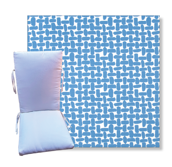 Farley Courtyard Blue by Premier Prints -  Universal Patio Chair Cushion With Ties