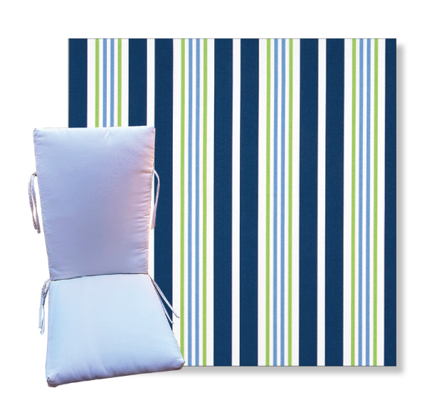 Gibson Courtyard Navy by Premier Prints -  Universal Patio Chair Cushion With Ties