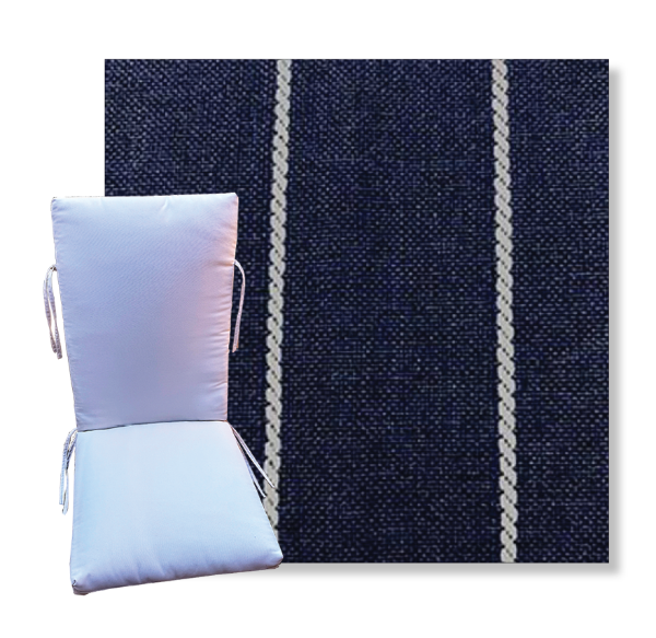 Pencil Indigo by Revolution Outdoor Fabrics -  Universal Patio Chair Cushion With Ties