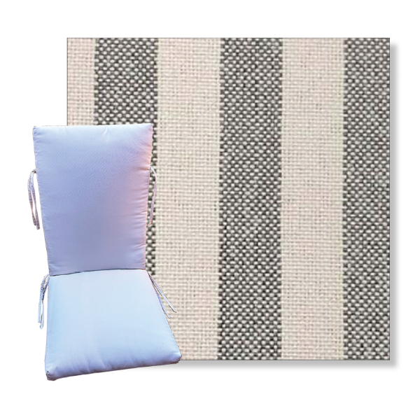 Seaport Charcoal by Revolution Outdoor Fabrics -  Universal Patio Chair Cushion With Ties