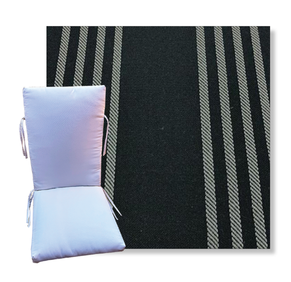 Shade Carbon by Revolution Outdoor Fabrics -  Universal Patio Chair Cushion With Ties