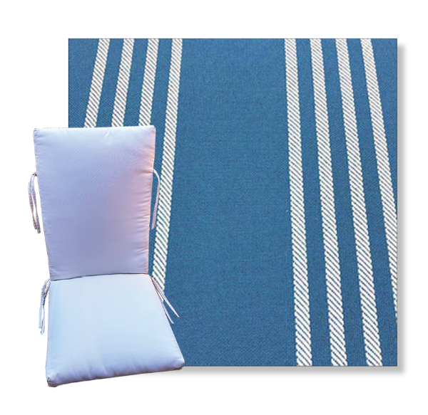 Shade Denim by Revolution Outdoor Fabrics -  Universal Patio Chair Cushion With Ties