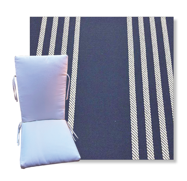 Shade Navy by Revolution Outdoor Fabrics -  Universal Patio Chair Cushion With Ties