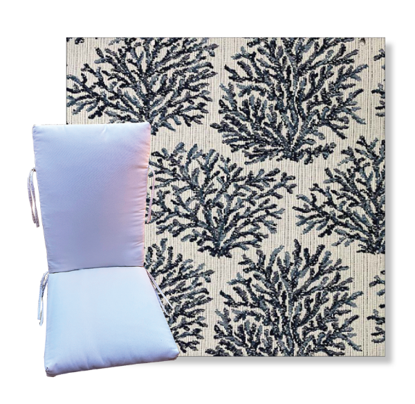 Coral Bay Dark Navy by Revolution Outdoor Fabrics -  Universal Patio Chair Cushion With Ties