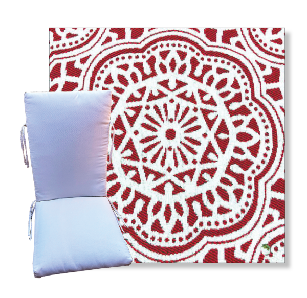Gwyneth Red by Revolution Outdoor Fabrics -  Universal Patio Chair Cushion With Ties