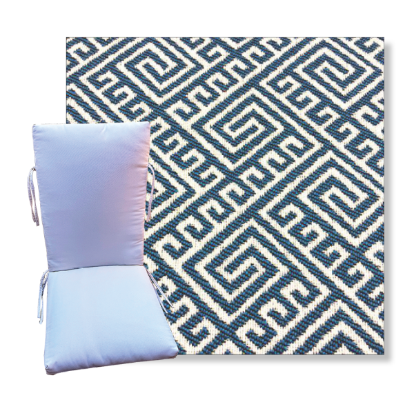 Hatteras Coastal by Revolution Outdoor Fabrics -  Universal Patio Chair Cushion With Ties