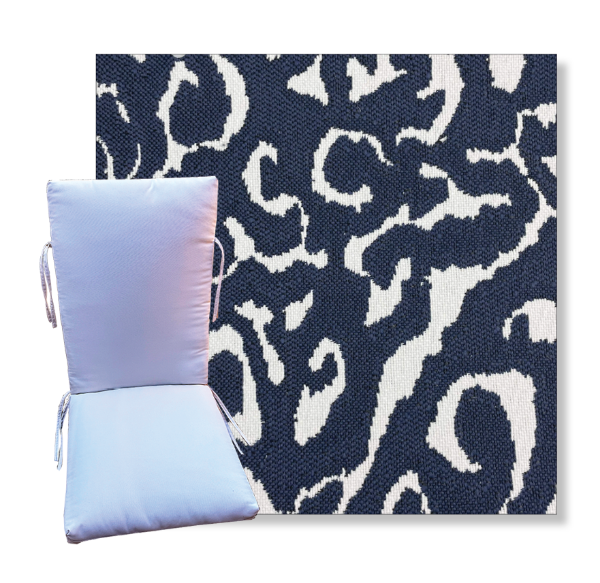 Janus Navy by Revolution Outdoor Fabrics -  Universal Patio Chair Cushion With Ties