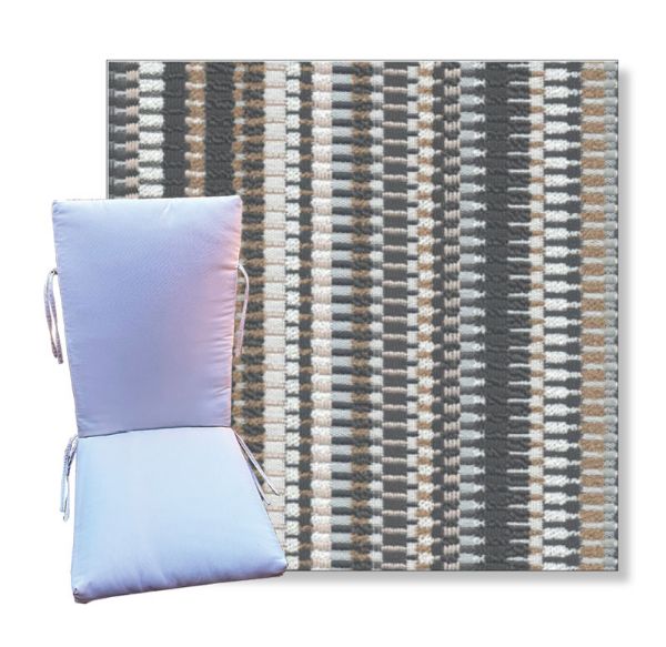 Pamlico Bay Charcoal by Revolution Outdoor Fabrics - Universal Patio Chair Cushion With Ties