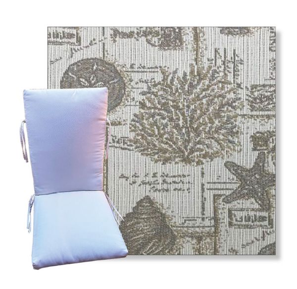 Retreat Natural by Revolution Outdoor Fabrics - Universal Patio Chair Cushion With Ties