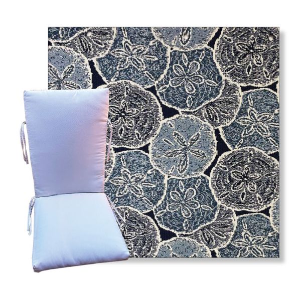 Sanddollar Navy by Revolution Outdoor Fabrics - Universal Patio Chair Cushion With Ties