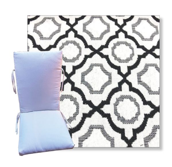 Savannah Black by Revolution Outdoor Fabrics - Universal Patio Chair Cushion With Ties