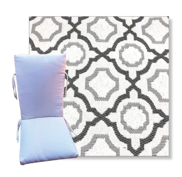 Savannah Gray by Revolution Outdoor Fabrics - Universal Patio Chair Cushion With Ties