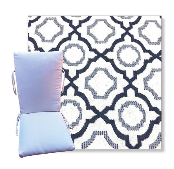 Savannah Gray by Revolution Outdoor Fabrics - Universal Patio Chair Cushion With Ties