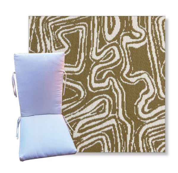 Squiggle Straw by Revolution Outdoor Fabrics - Universal Patio Chair Cushion With Ties