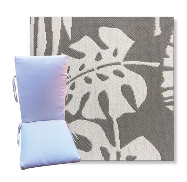 Tropical Chrome by Revolution Outdoor Fabrics - Universal Patio Chair Cushion With Ties