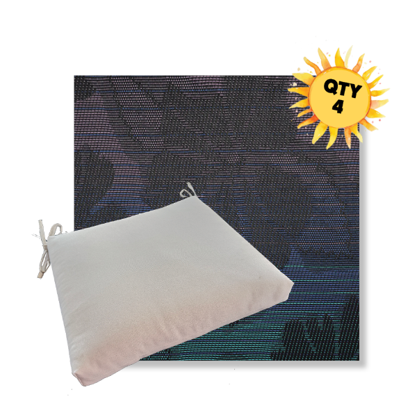 Outdoor Dining Chair Cushion Universal Sizes - Phifertex Sling Fabric Wild Orchid Black | Qty 4