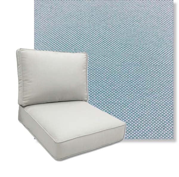 Upgrade your deep seating patio chairs with cushions in by Revolution Performance Fabrics.  Available in 4 popular sizes to fit most outdoor lounge furniture