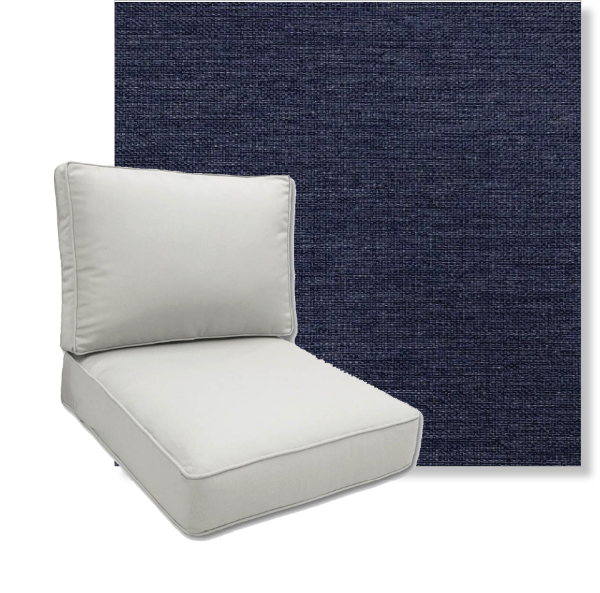 Upgrade your deep seating patio chairs with cushions in by Revolution Performance Fabrics.