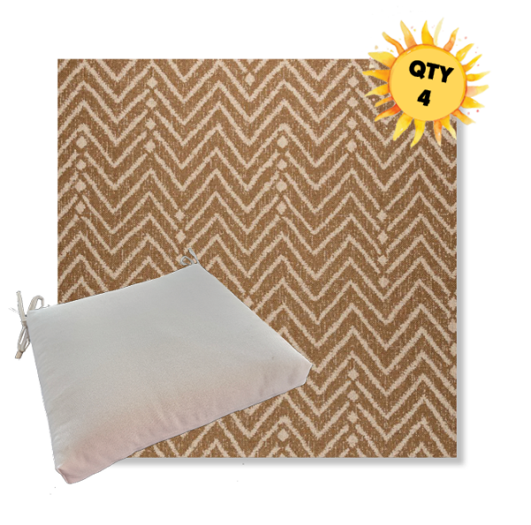 Sunbrella Argo Toffee Outdoor Dining Chair Cushions in Sunbrella Luxury Outdoor Fabrics - Order in Sets of 4