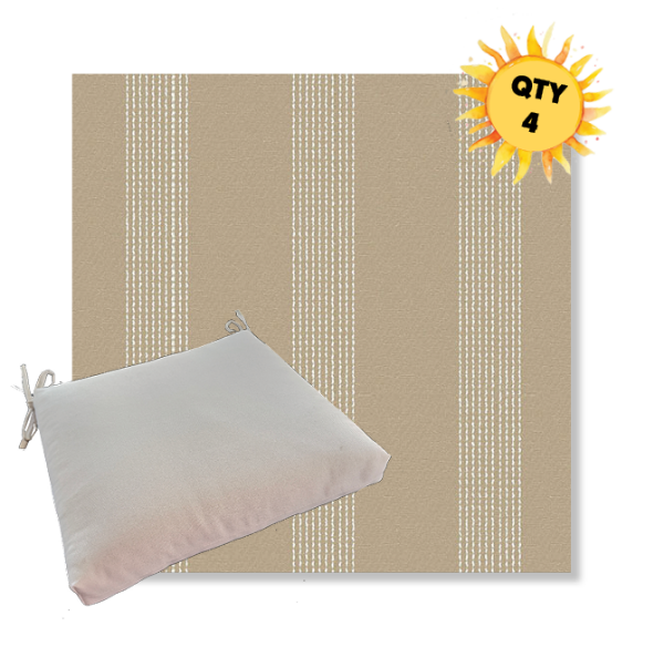 Sunbrella Caper Camel Outdoor Dining Chair Cushions in Sunbrella Luxury Outdoor Fabrics - Order in Sets of 4