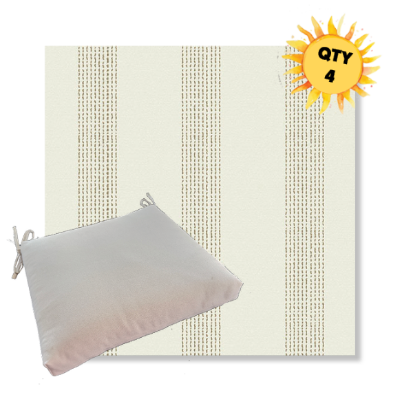 Sunbrella Caper Linen Outdoor Dining Chair Cushions in Sunbrella Luxury Outdoor Fabrics - Order in Sets of 4