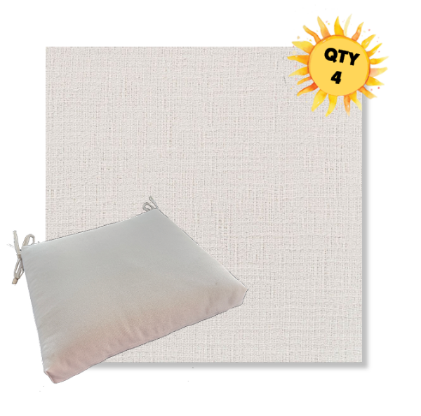 Sunbrella Cassava White Outdoor Dining Chair Cushions in Sunbrella Luxury Outdoor Fabrics - Order in Sets of 4