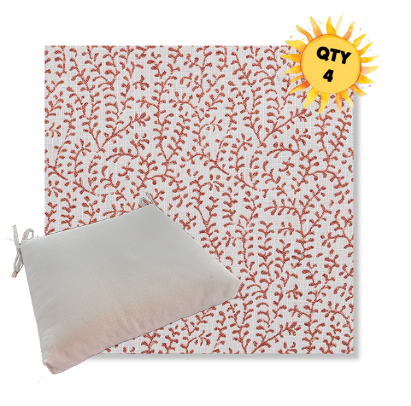 Sunbrella Eberly Clay Outdoor Dining Chair Cushions in Sunbrella Luxury Outdoor Fabrics - Order in Sets of 4