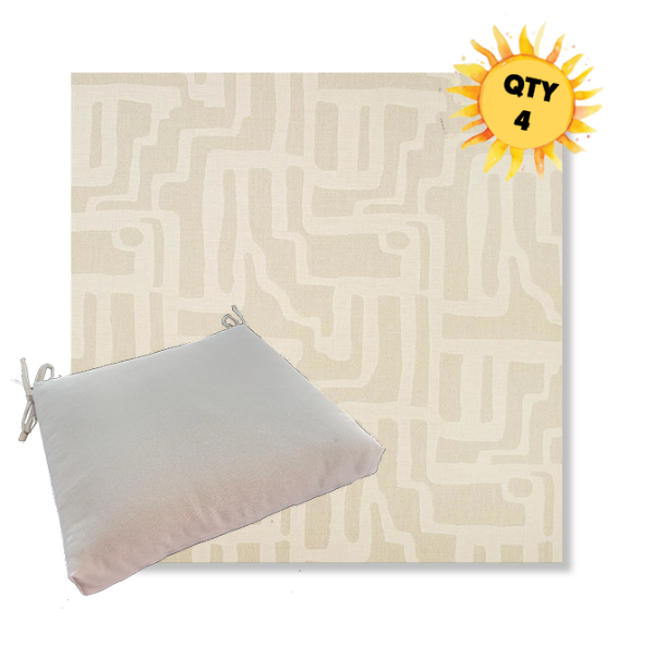 Sunbrella Escher Alabaster Outdoor Dining Chair Cushions in Sunbrella Luxury Outdoor Fabrics - Order in Sets of 4