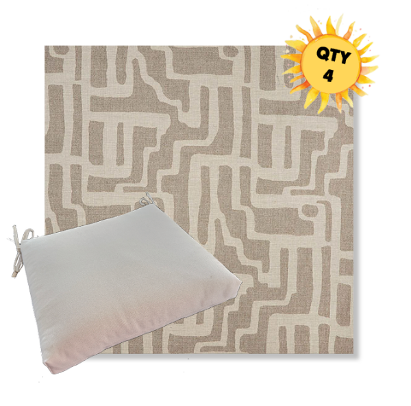 Sunbrella Escher Greige Outdoor Dining Chair Cushions in Sunbrella Luxury Outdoor Fabrics - Order in Sets of 4