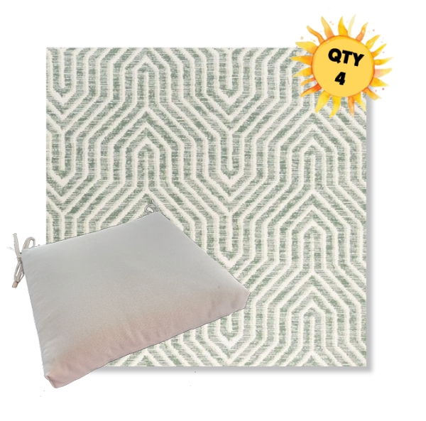 Sunbrella Etta Juniper Outdoor Dining Chair Cushions in Sunbrella Luxury Outdoor Fabrics - Order in Sets of 4