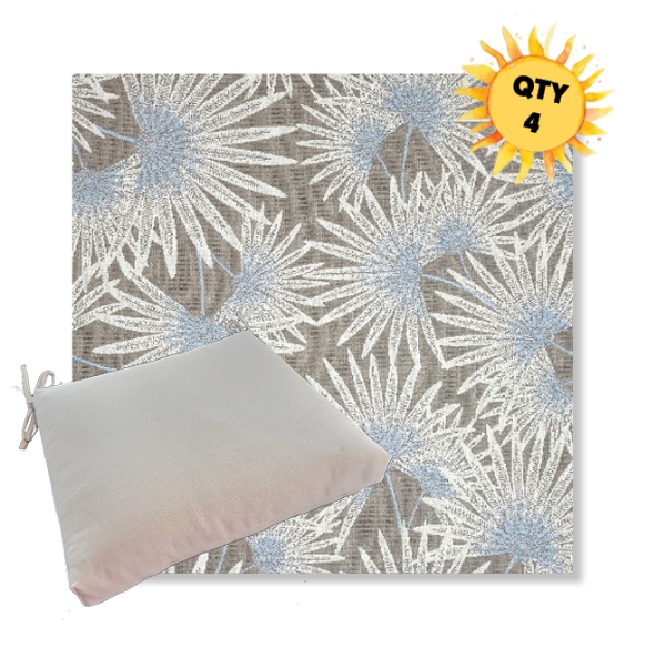 Sunbrella Etta Vapor Outdoor Dining Chair Cushions in Sunbrella Luxury Outdoor Fabrics - Order in Sets of 4