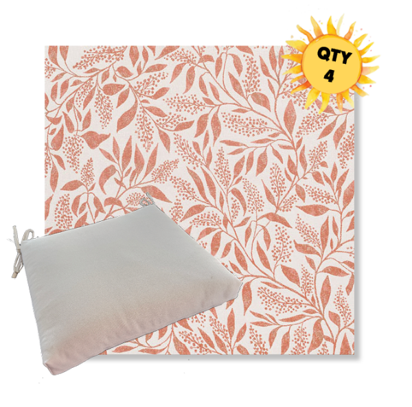 Sunbrella Exquisite Guava Outdoor Dining Chair Cushions in Sunbrella Luxury Outdoor Fabrics - Order in Sets of 4