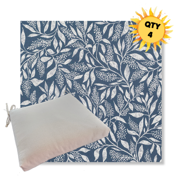 Sunbrella Exquisite Indigo Outdoor Dining Chair Cushions in Sunbrella Luxury Outdoor Fabrics - Order in Sets of 4