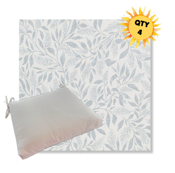 Sunbrella Exquisite Mist Outdoor Dining Chair Cushions in Sunbrella Luxury Outdoor Fabrics - Order in Sets of 4