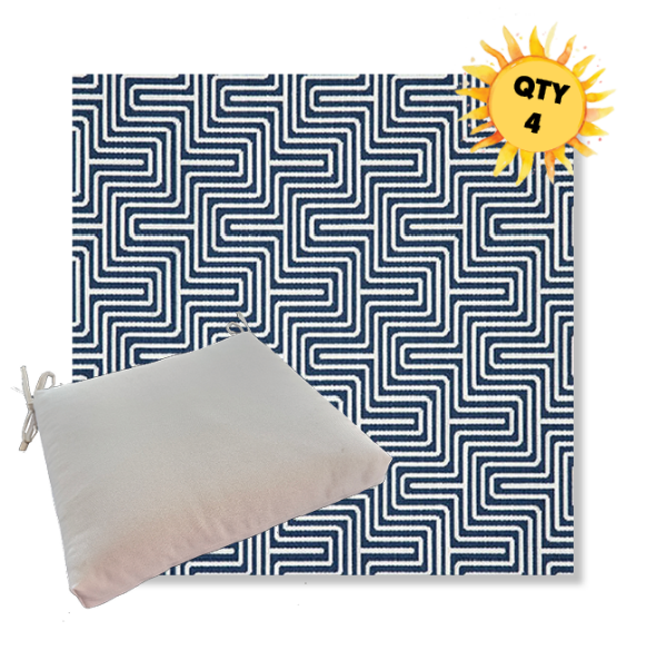 Sunbrella Figure Indigo Outdoor Dining Chair Cushions in Sunbrella Luxury Outdoor Fabrics - Order in Sets of 4