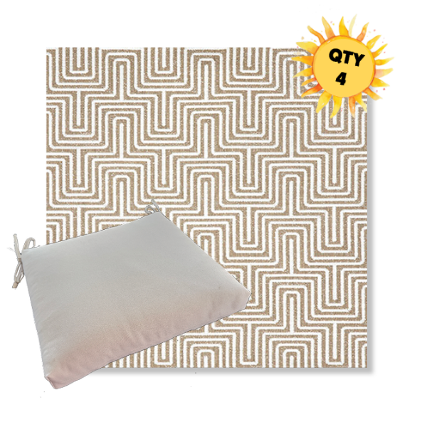 Sunbrella Figure Mineral Outdoor Dining Chair Cushions in Sunbrella Luxury Outdoor Fabrics - Order in Sets of 4