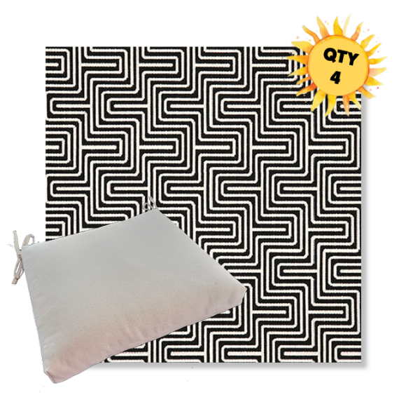 Sunbrella Figure Onyx Outdoor Dining Chair Cushions in Sunbrella Luxury Outdoor Fabrics - Order in Sets of 4