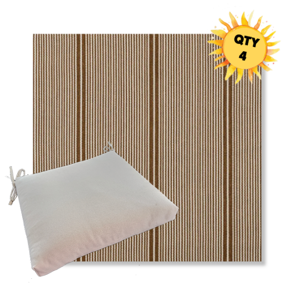 Sunbrella Influence Teak Outdoor Dining Chair Cushions in Sunbrella Luxury Outdoor Fabrics - Order in Sets of 4