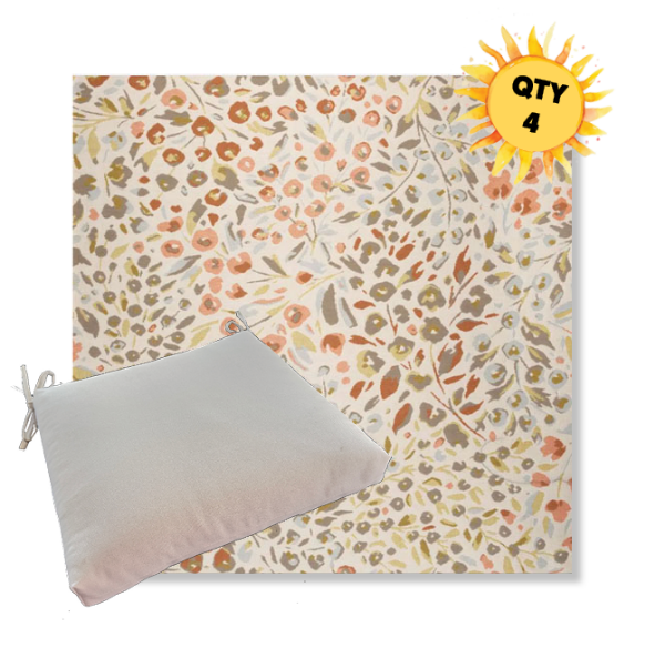 Sunbrella Floral Sunset Outdoor Dining Chair Cushions in Sunbrella Luxury Outdoor Fabrics - Order in Sets of 4