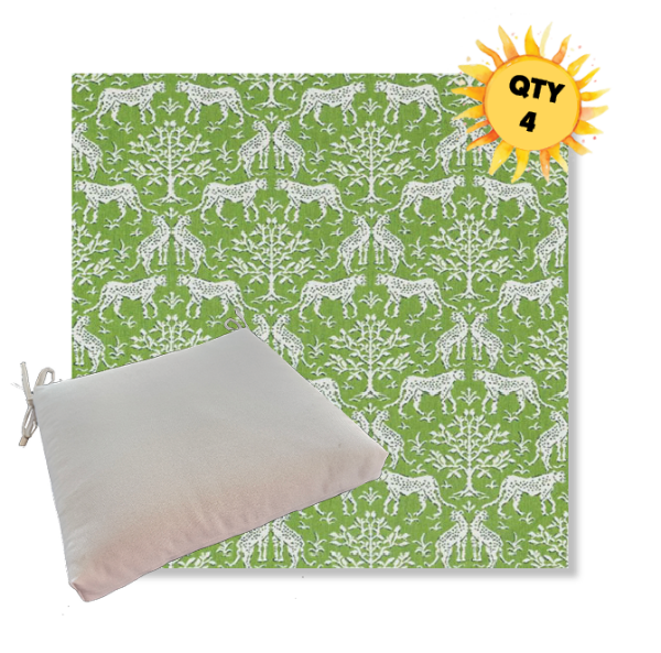 Sunbrella Jaipur Frame Chive Outdoor Dining Chair Cushions in Sunbrella Luxury Outdoor Fabrics - Order in Sets of 4