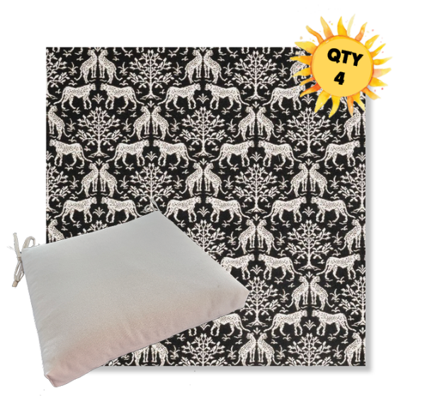 Sunbrella Jaipur Frame Onyx Outdoor Dining Chair Cushions in Sunbrella Luxury Outdoor Fabrics - Order in Sets of 4