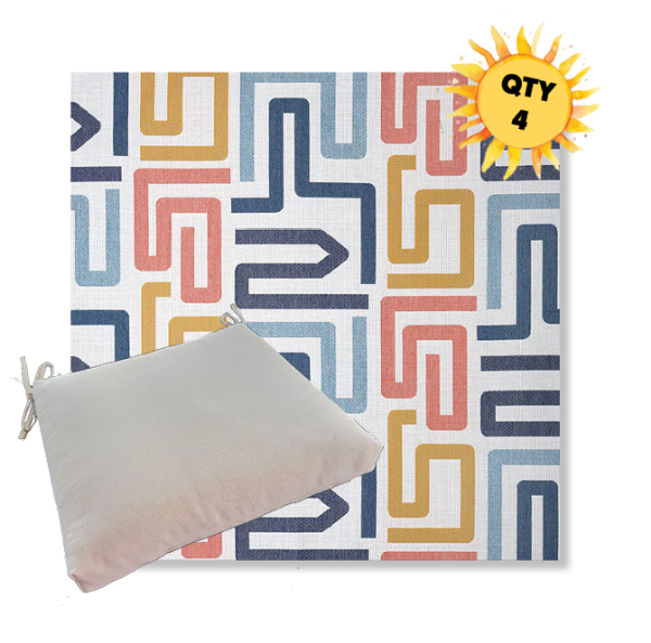 Sunbrella Labyrinth Fiesta Outdoor Dining Chair Cushions in Sunbrella Luxury Outdoor Fabrics - Order in Sets of 4