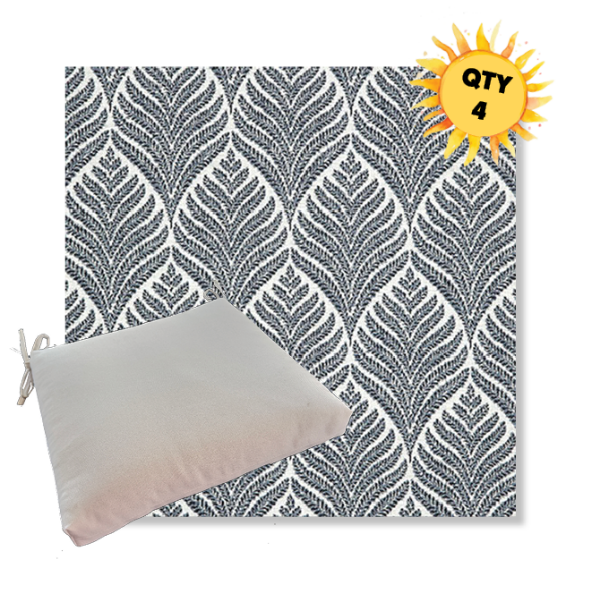 Sunbrella Linnaeus Indigo Outdoor Dining Chair Cushions in Sunbrella Luxury Outdoor Fabrics - Order in Sets of 4