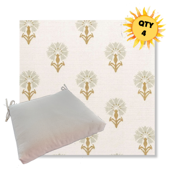 Sunbrella Mira Seasalt Outdoor Dining Chair Cushions in Sunbrella Luxury Outdoor Fabrics - Order in Sets of 4